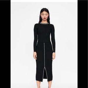 ZARA ribbed sweater with contrasting piping